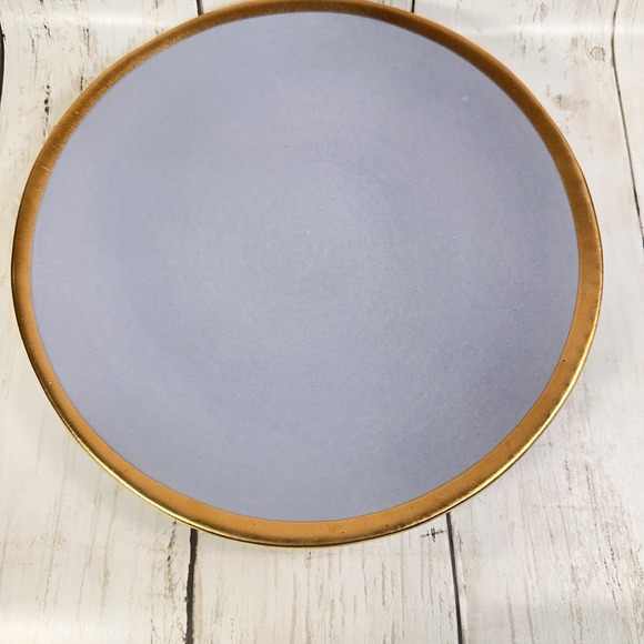 Crate & Barrel Salad Luncheon Plate Addison Gray Gold Rim Boho Glam Casual - Picture 11 of 16